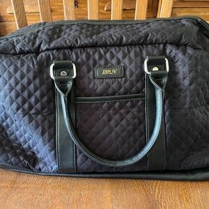 BLACK QUILTED CARRY ON BAG W/ACCESSORIED